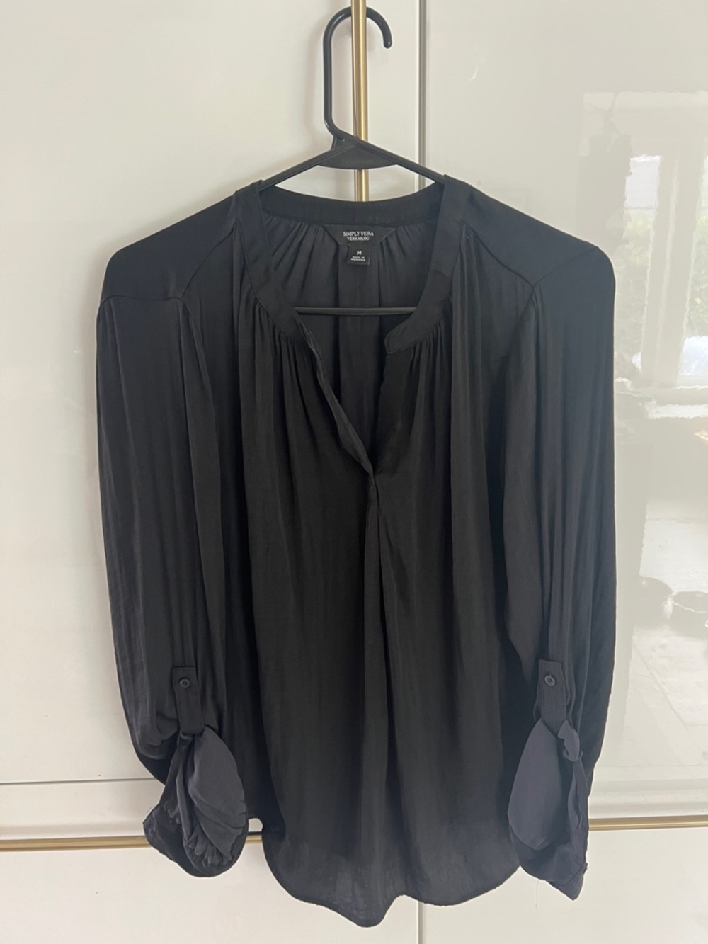 Simply Vera Vera Wang Black Flowing Long-Sleeve Peasant Top